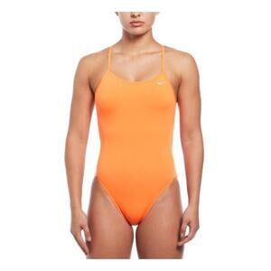 NWT Women's Nike HydraStrong Solid Fastback Orange One Piece Swimsuit Size 34